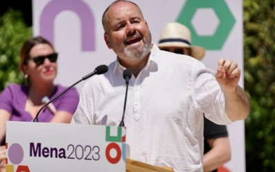 Joan Mena en un acte durant la campanya electoral de les municipals | Roger Benet